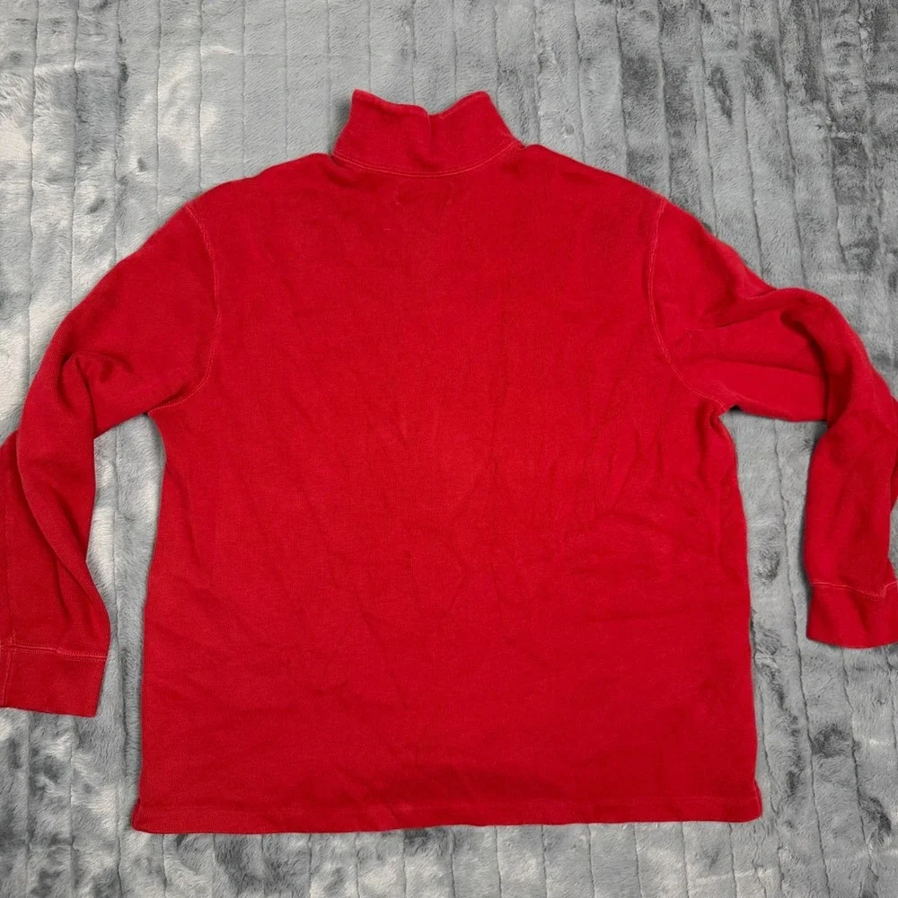 Polo Ralph Lauren Mens XL Red 100% Cotton Quarter Zip Pullover Sweater Pony Logo